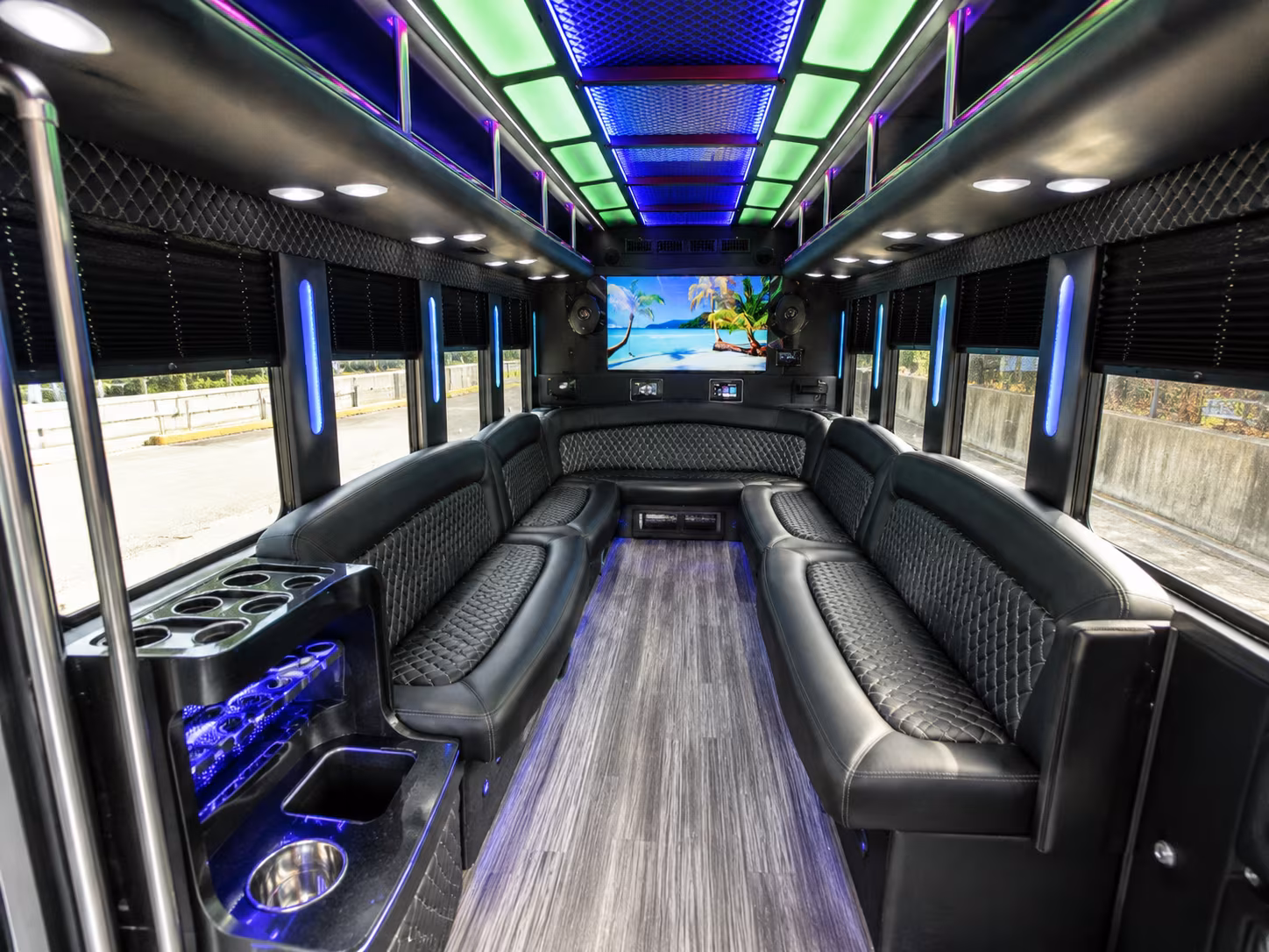 beavercreek 18 passenger party bus inside